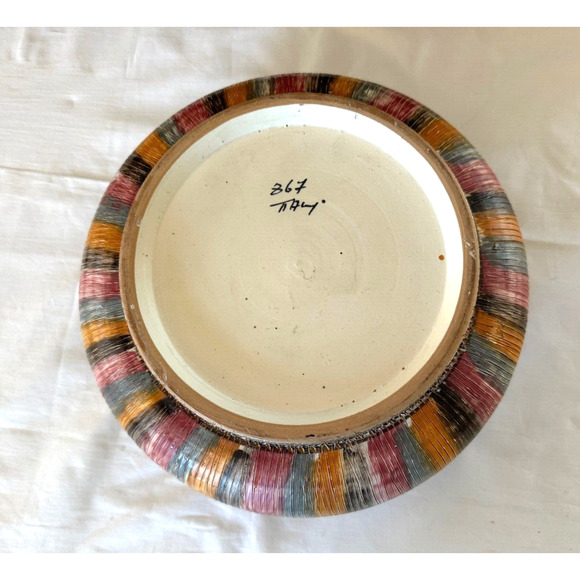 ITALIAN ART POTTERY LARGE BOWL ALDO LONDI BITOSSI "SETA" CERAMIC ITALY MCM GOLD - Picture 8 of 12